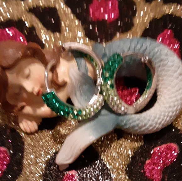Swarovski Crystal Aqua Blue Hoops - Picture 1 of 2
